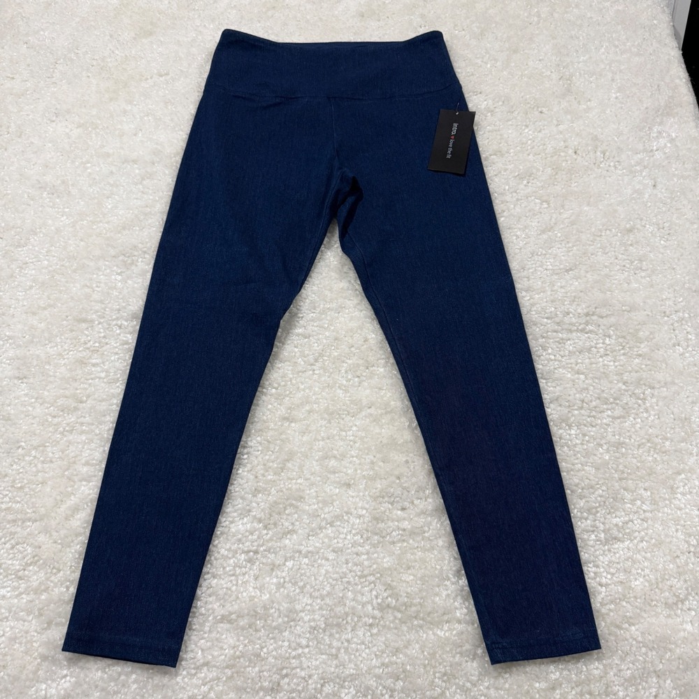 Intro Love The Fit Leggings Womens Medium Blue Tummy Control Seamless Denim Look